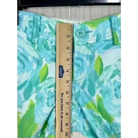 Lilly Pulitzer Shorts Size 00 Blue The Callahan Floral Cotton Chino Rose Print - Picture 9 of 10